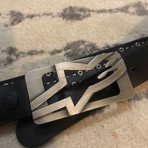 Black Faux Leather Belt with Studs